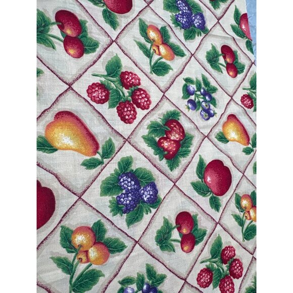 Fruit-Themed Cotton Fabric Panel 10" x 42" with Colorful Berries & Pears on Crea - Picture 4 of 4